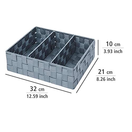 Wenko 21532100 Adria - Cesta para Accesorios de baño (con Asas, 32,0 x 21,0 x 10,0 cm), Color Gris