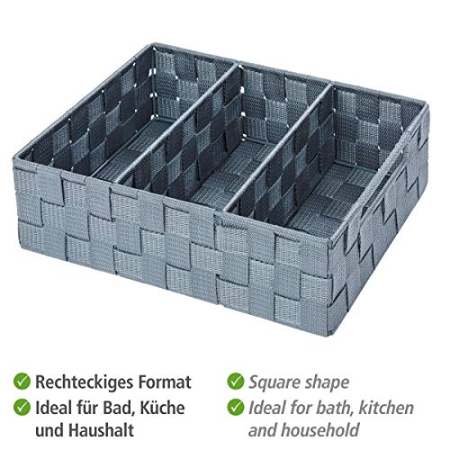 Wenko 21532100 Adria - Cesta para Accesorios de baño (con Asas, 32,0 x 21,0 x 10,0 cm), Color Gris