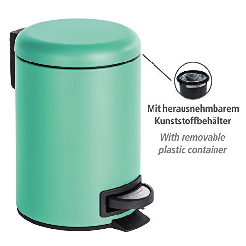 Wenko Leman Cubo con Pedal para Cosmética 3 L, Acero, Verde Menta, 22.5x17x25 cm