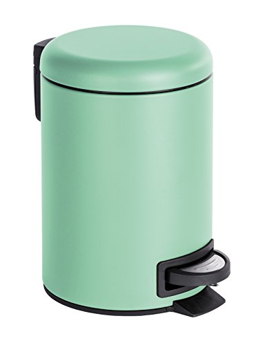 Wenko Leman Cubo con Pedal para Cosmética 3 L, Acero, Verde Menta, 22.5x17x25 cm