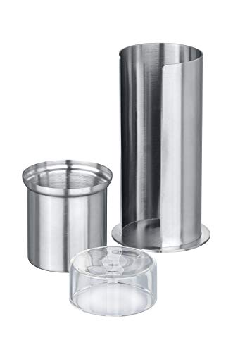 Wenko Porta Discos Desmaquillantes y Bastoncillos, Acero Inoxidable, Plata, 7.5x7.5x18 cm