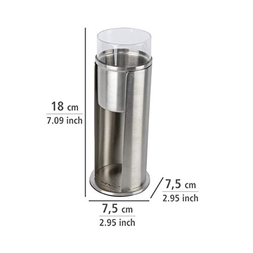 Wenko Porta Discos Desmaquillantes y Bastoncillos, Acero Inoxidable, Plata, 7.5x7.5x18 cm