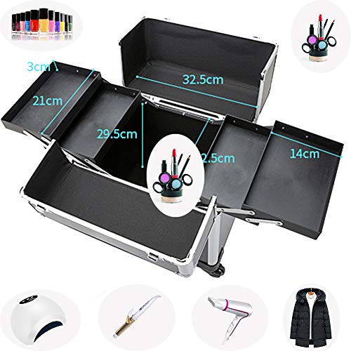 Wensa Trolley de Rueda de Maquillaje, Estuches cosméticos de Gran Capacidad, Estuche de Carro de salón de Belleza, con bandejas retráctiles y Caja de Herramientas de cajones deslizantes Lisos,Pink