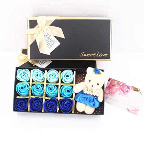 wergem Jabón de baño Rose Flower Set de Flores perfumadas con Baby Bear Doll Flores