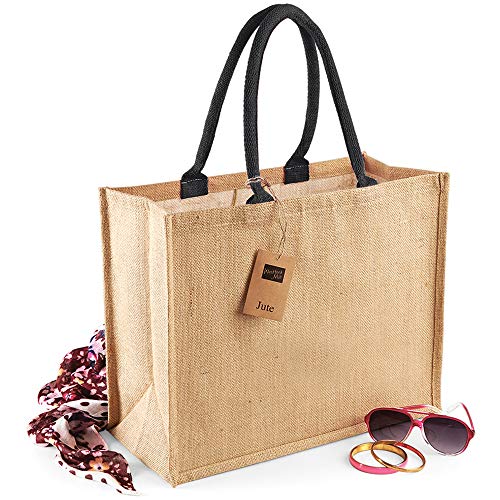 Westford Mill- Bolsa de la compra clásica de yute (21 litros) (Talla Única/Natural/Rojo)
