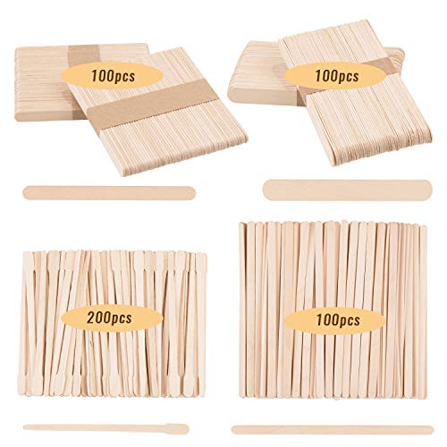 Whaline 500 surtido de piezas de cera Espátulas aplicador de cera pega los palillos de madera del arte, grande, mediano, pequeño, 4 Estilo