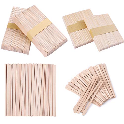 Whaline 500 surtido de piezas de cera Espátulas aplicador de cera pega los palillos de madera del arte, grande, mediano, pequeño, 4 Estilo