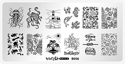 Whats Up Nails - B056 Coasting to the Sea Stamping Plate for Nail Art Design