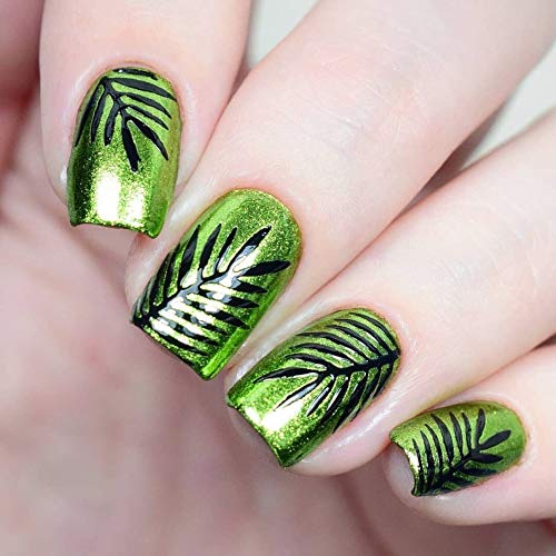 Whats Up Nails - Palm Leaf Vinyl Stencils for Nail Art Design (1 Sheet, 15 Stencils)