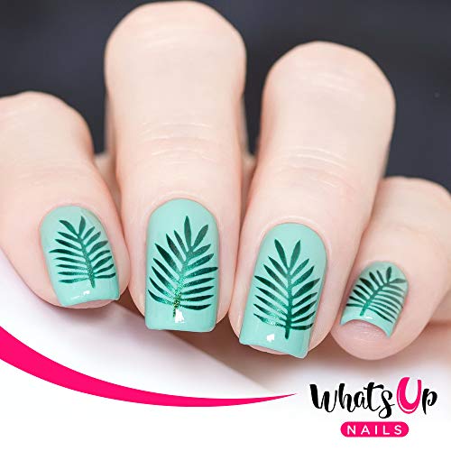 Whats Up Nails - Palm Leaf Vinyl Stencils for Nail Art Design (1 Sheet, 15 Stencils)