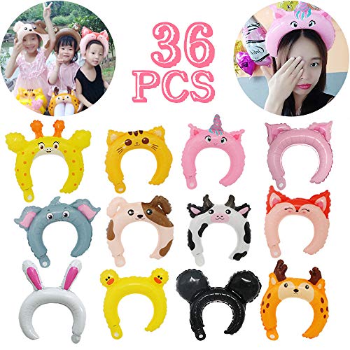 whatUneed Diademas Decorativas de Arriba, 36 Unids Foil Cartoon Animal Oreja Globos para niños Fiesta de cumpleaños Decoraciones, Apoyos de Rendimiento para niños de Kindergarten (36pcs)