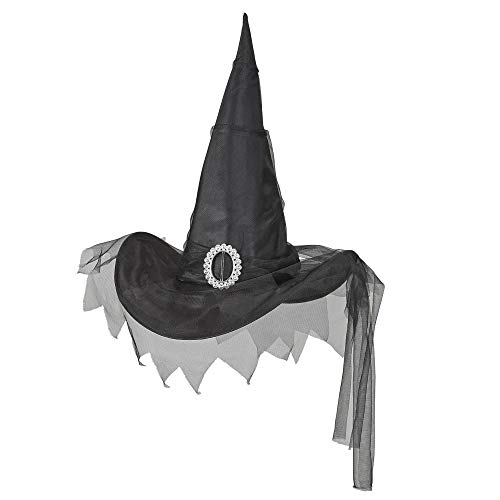 WIDMANN 51535 - Sombrero de bruja con tul en un tamaño, Negro