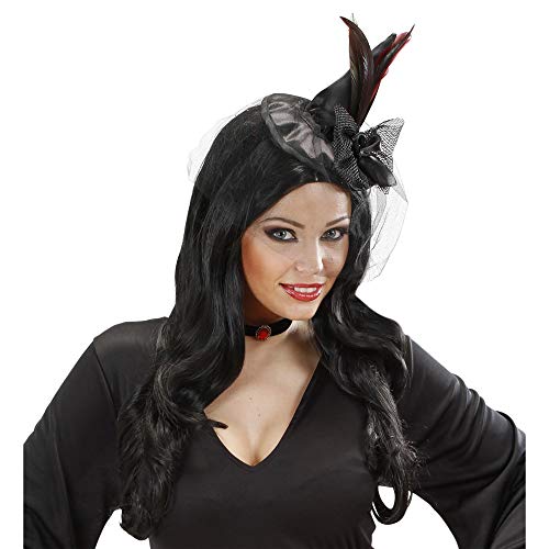 WIDMANN 9369S - Minisombrero de Bruja con Plumas y Velo, Womens, tamaño único
