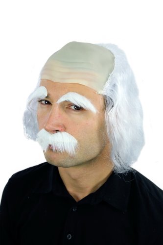 WIG ME UP- 3893-P68 Kit: Peluca Bigote Cejas Blanco Carnaval Halloween Einstein Abuelo, Viejo, científico Loco, Mad Scientist, Profesor