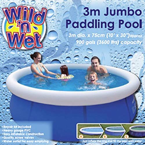 Wild N Wet Jumbo jardín familia piscina infantil con kit de reparación incluido 3 m x 75 cm