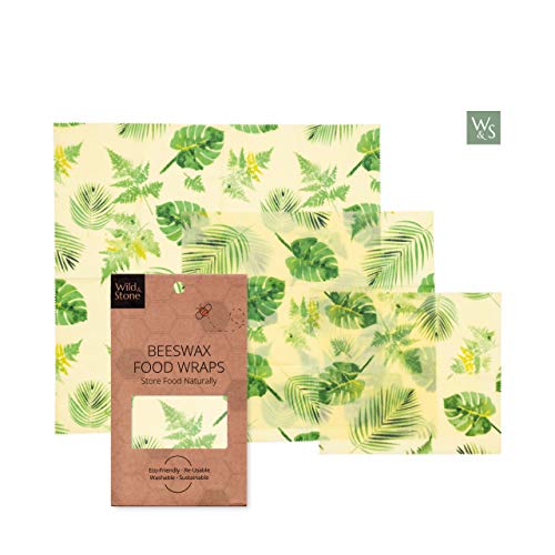 Wild & Stone | Envoltura reutilizable de cera de abeja | alternativa natural a una envoltura de plástico | Sostenible y respetuoso con el medio ambiente | Planta modelada, juego de patrones de 3