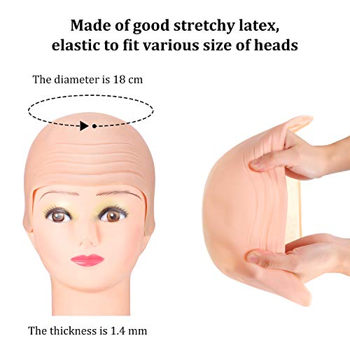 WILLBOND Gorro de Calva de Látex Grueso Gorra de Peluca Cráneo de Piel Gorra de Disfraz para Niños Adultos (Color de Piel)