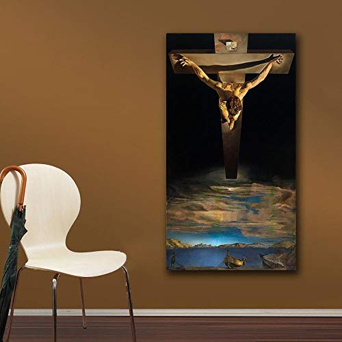 WJWGP Salvador-Dali Famoso Lienzo óLeo Pintura Cristo De San Juan De La Cruz Surrealismo Pared Arte Impresiones Abstracto Arte Poster Hogar Decoracion 40x90cm No Marco