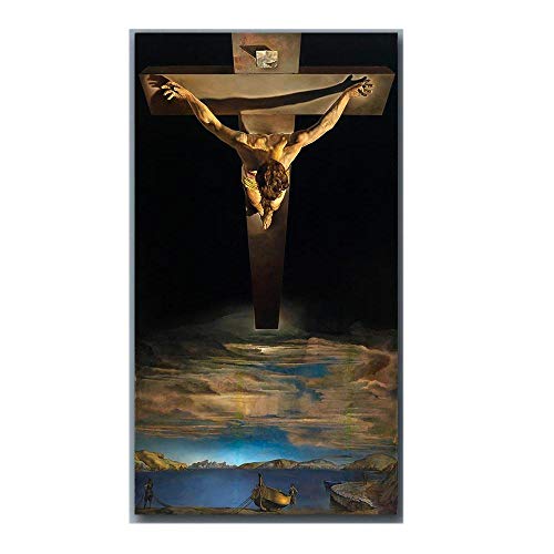 WJWGP Salvador-Dali Famoso Lienzo óLeo Pintura Cristo De San Juan De La Cruz Surrealismo Pared Arte Impresiones Abstracto Arte Poster Hogar Decoracion 40x90cm No Marco
