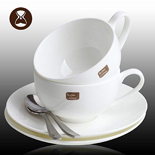wknbb Juego De Tazas De Café De Porcelana De Hueso Chino Elegante Taza De Té Porcelana Blanca Tazas De Café De Cerámica Blanca Juego De Tazas De Té Blanco Liso Hh50Bd-2_Cup_Saucer