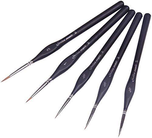 WLOT Juego de Pinceles de Detalles de Miniatura para Acuarela y Pintura de Acrílico, 5 Piezas.