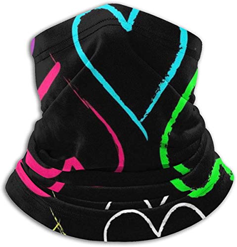 WlQshop Calentadores de Cuello Colorful Heart Neck Gaiter Mascarilla Bufandas Headband For Men Women Sun UV Wind Dust Protection Skiing Riding Running