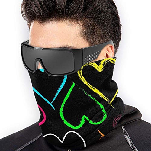 WlQshop Calentadores de Cuello Colorful Heart Neck Gaiter Mascarilla Bufandas Headband For Men Women Sun UV Wind Dust Protection Skiing Riding Running