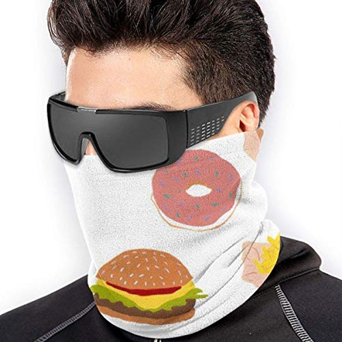 WlQshop Calentadores de Cuello Cute Milkshake Hamburger French Fries Neck Gaiter Mascarilla Bufandas Headband For Men Women Sun UV Wind Dust Protection Skiing Riding Running