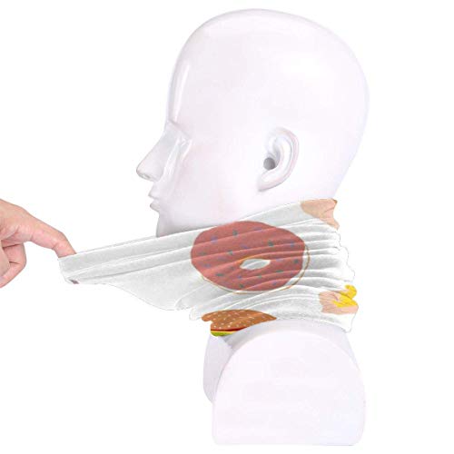 WlQshop Calentadores de Cuello Cute Milkshake Hamburger French Fries Neck Gaiter Mascarilla Bufandas Headband For Men Women Sun UV Wind Dust Protection Skiing Riding Running