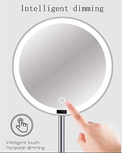 Wlylyhjy Compacto Del Recorrido Del Maquillaje LED Espejo, Espejo De Maquillaje USB Con Luces, Antideslizante Cuerpo Esponja; Rotación Incorporado 4000Ah Batería De Litio Inteligente Inducción Ultra C