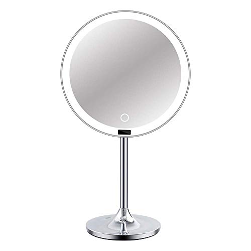 Wlylyhjy Compacto Del Recorrido Del Maquillaje LED Espejo, Espejo De Maquillaje USB Con Luces, Antideslizante Cuerpo Esponja; Rotación Incorporado 4000Ah Batería De Litio Inteligente Inducción Ultra C