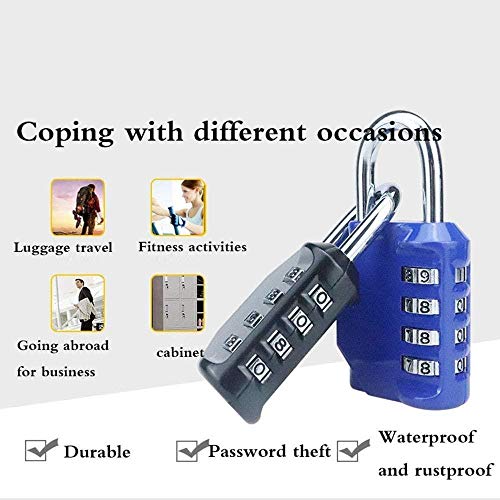 Woodtree Candado al Aire Libre, Candado por un Tiempo Locker candado Prueba con 4 dígitos Suave Bloqueo de la marcación de código for candados de combinación Maletas de Viaje