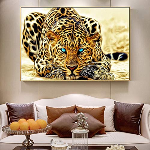 wopiaol Carteles e Impresiones Leopard Animal Print Canvas Painting Wall Art Pictures for Living Room Home Decor60x90cm(Sin Marco)
