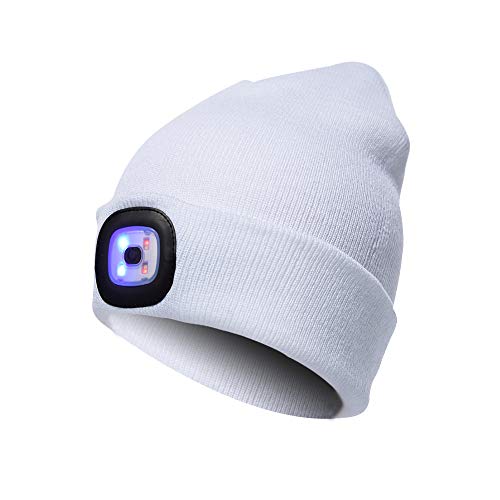 wopiaol Gorro de Punto con iluminación LED Multifuncional con luz Intermitente roja y Azul con función de Advertencia
