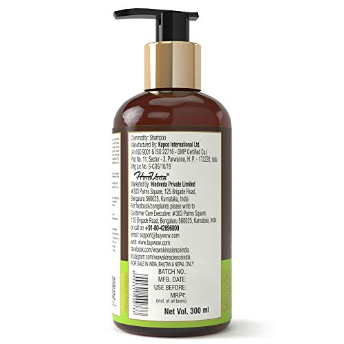 WOW Champú de vinagre de sidra de manzana, 300 ml, sin sulfato, sin parabenos, vinagre de sidra de manzana natural infundido.