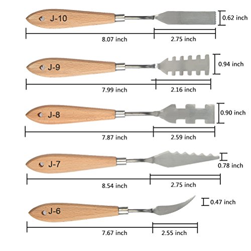 WOWOSS 13 Piezas Espátulas para Pintura al óleo en Acero con Mango de Madera, Cuchillas Paleta en Acero Inoxidable para Pintura para Artistas, Pintura Raspadora