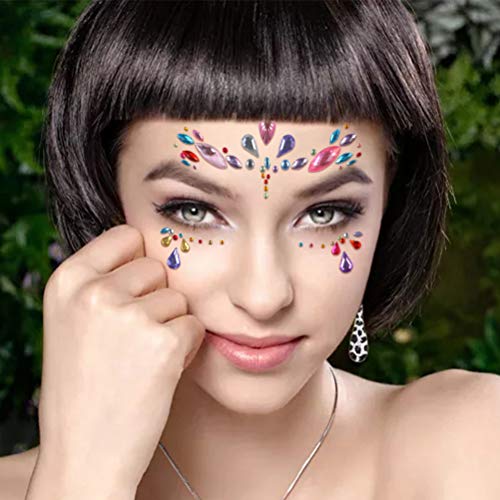 WOWOSS 4Pcs Rhinestone Cara Joyas Etiquetas engomadas faciales del rhinestone de DIY para ojos cuerpo cara decoración
