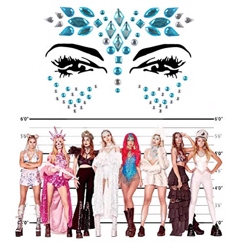 WOWOSS 4Pcs Rhinestone Cara Joyas Etiquetas engomadas faciales del rhinestone de DIY para ojos cuerpo cara decoración