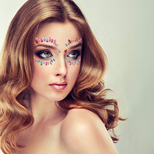 WOWOSS 4Pcs Rhinestone Cara Joyas Etiquetas engomadas faciales del rhinestone de DIY para ojos cuerpo cara decoración