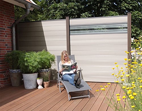 WPC/BPC de protección de visión de valla de incluido y de acristalamiento de privacidad para jardín valla de valla TERRASSO, New, bi-color weiß, 12 Zäune inkl. 13 Pfosten