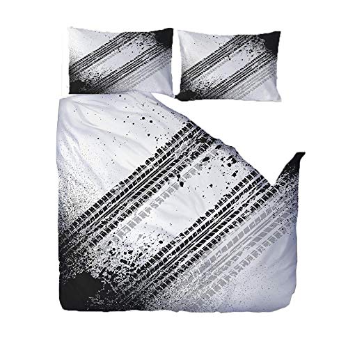 WPHRL Juego de Funda de Edredón Suave Ropa de Cama Mancha de Tinta Negra poliéster 3 Piezas Funda de Edredón y Funda de Almohada Impresa 140x200cm