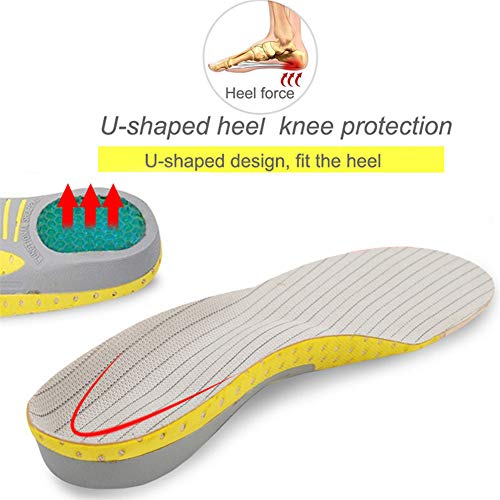 WSN Plantillas Soporte Arco Arch Plantilla ortopédica de pie Plano de PVC, Soporte de Tobillo con inserción de pie Plano para el Tratamiento de la Fascitis Plantar severa 1 par,L（41to46）