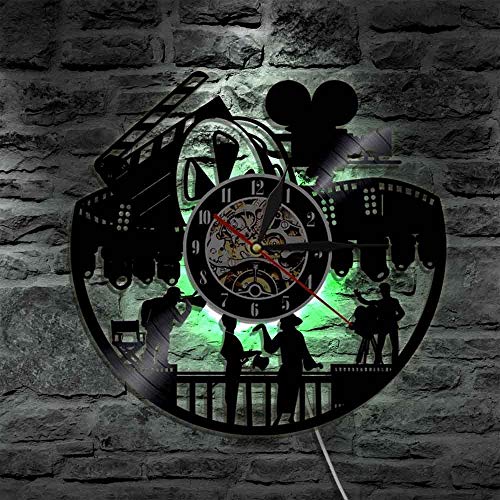 wtnhz LED Reloj de Pared de Vinilo Colorido Reloj de Pared con Disco de Vinilo con Reloj de iluminación LED diseño Moderno decoración en 3D Colgante clásico Reloj de Pared con CD decoración del ho
