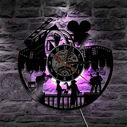 wtnhz LED Reloj de Pared de Vinilo Colorido Reloj de Pared con Disco de Vinilo con Reloj de iluminación LED diseño Moderno decoración en 3D Colgante clásico Reloj de Pared con CD decoración del ho