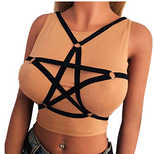 Wtohe - Sexy mujer calado elástico jaula sujetador vendaje sin tirantes espalda sujetador medias- para Mujer