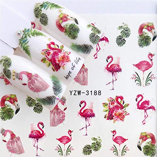 WUF 1 Sheets 2020 DIY Designer Water Transfer Tips Nail Art Pink Rose Flower Sticker Decals Women Beauty Wedding Nails,YZW-3189