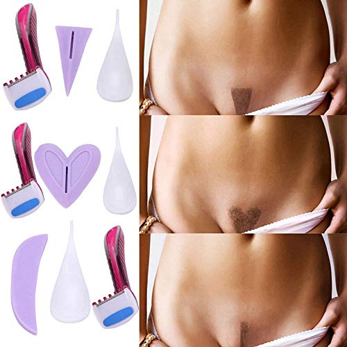 WULEI Máquina de Afeitar Recortadora de Bikini Portátil para Mujeres Bikini de Afeitar del Vello púbico Plantilla para Afeitar Privadas Kit de Herramientas íntimas de Secreto (A)