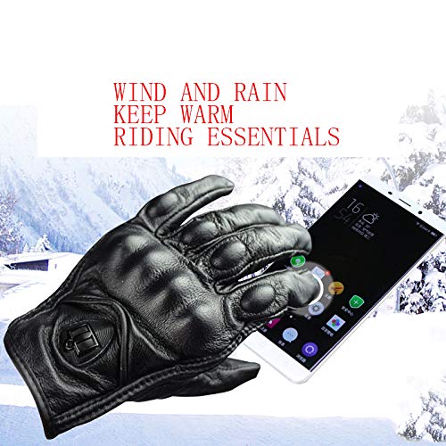 WULUANMING Guantes, Guantes De Cuero Cálidos Guantes De Invierno De Las Mujeres Nuevos De Manicura Coreana Guantes De Cuero Hombres Y