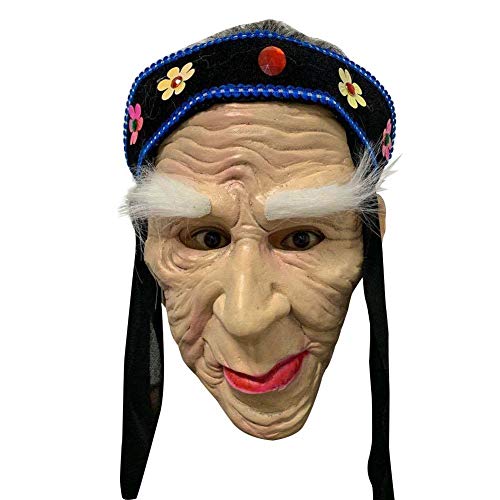 wxq China Mengpo señora Mayor Horror Diablo Cabeza Completa de látex Máscaras de Horror Scary Bruja Masquerad Cosplay Traje Mal Asesino Vestido (Color : A)