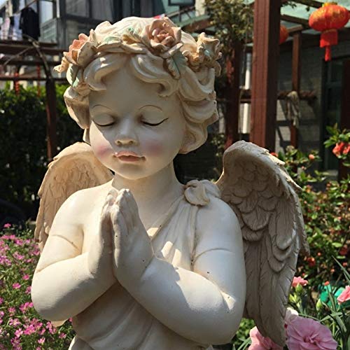 wxq Labios Rose 25x49cm Retro del Patio al Aire Libre Garland Ángel Jardín Blanco del Parque de Figurines Decoración del Ornamento de la Escultura de Resina Home Boy Craft (Color : Style 1)